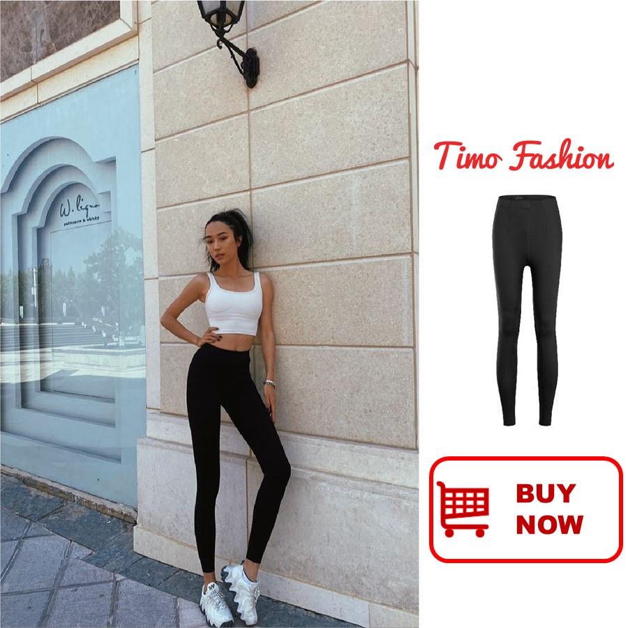 Quần legging nữ dáng dài, legging cạp cao thun ôm bó, quần tập gym yoga co giãn giữ nhiệt cao cấp siêu co giãn TF002