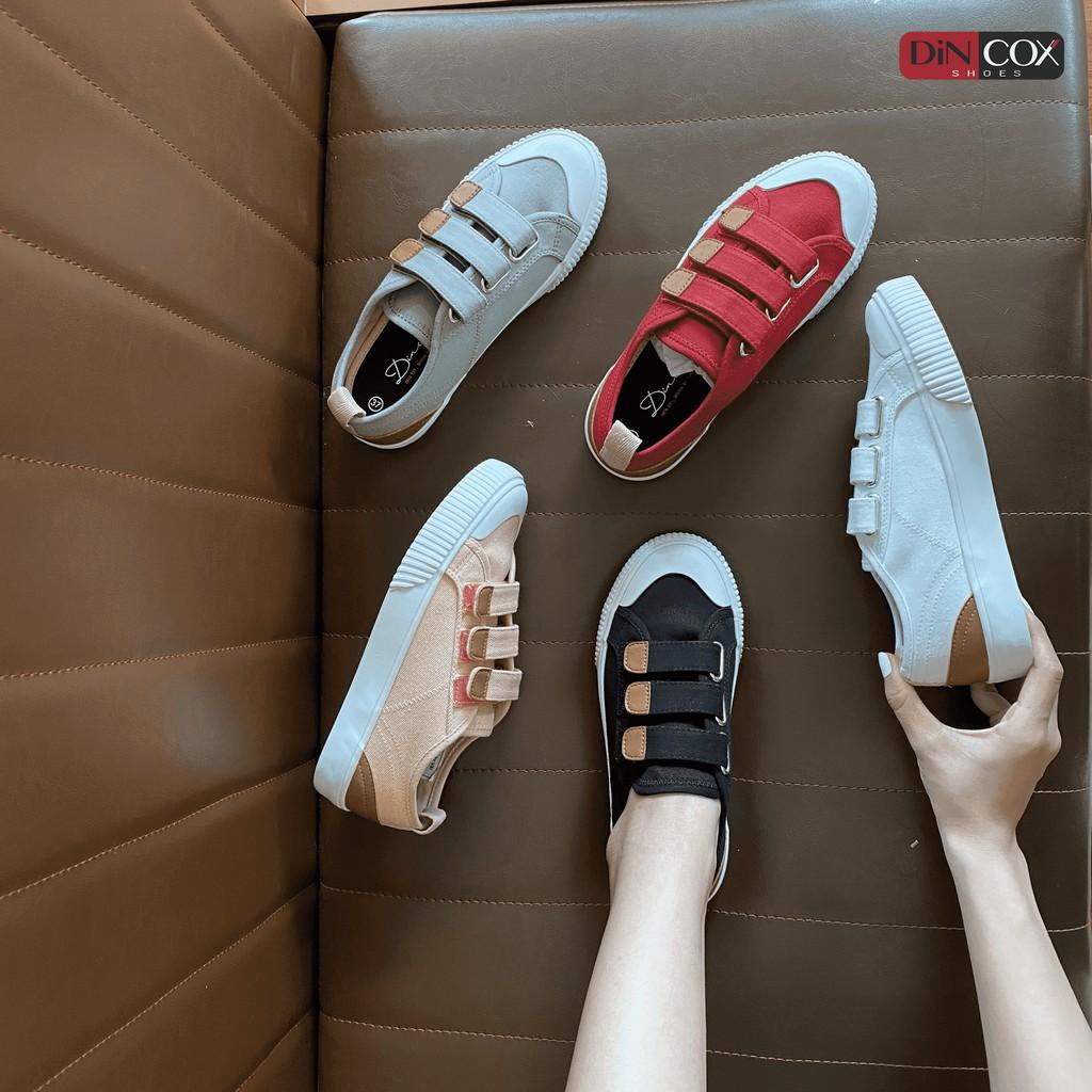 Giày Sneaker Vải Nữ DINCOX E01 Quai Dán Nữ Tính White