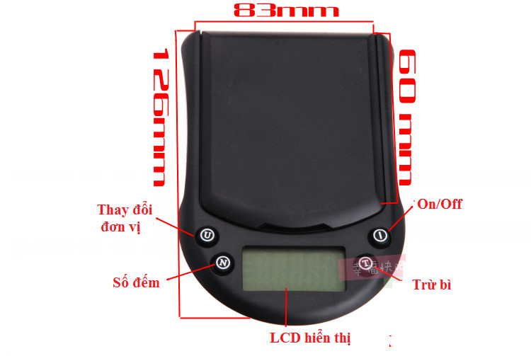 Cân tiểu ly điện tử mini cao cấp tải trọng 200g độ chính xác cao V2