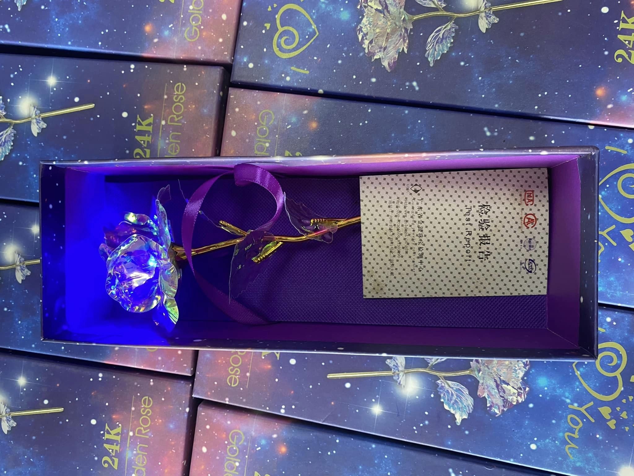 Hoa hồng GALAXY phát sáng độc đáo kèm hộp và túi sách