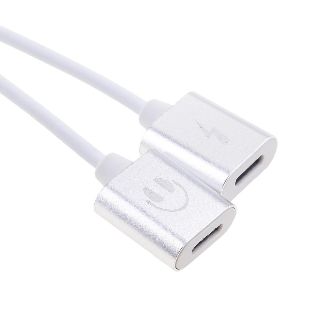 2 X Headphones Jack Charger & Audio Splitter Adapter for +Gold