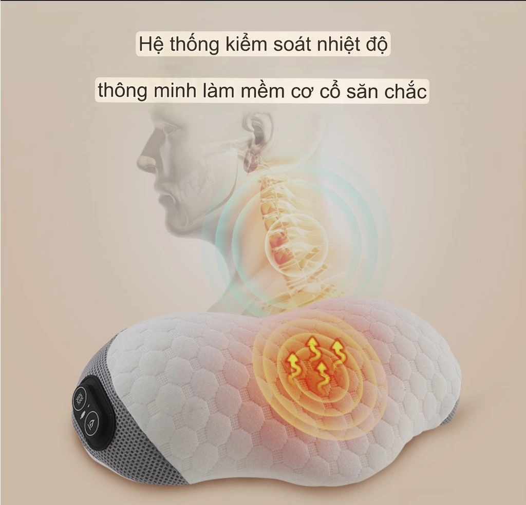 Gối Kê cổ Massage Chườm Nóng, Gối Ngủ kê cột sống cổ Thư Giãn, Kê Cổ Giảm Đau Mõi Cổ Vai Gáy, Ngủ Ngáy