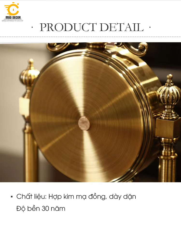 Đồng hồ để bàn decor trang trí cao cấp Mod Decor phong cách cổ điển mã 6909-1