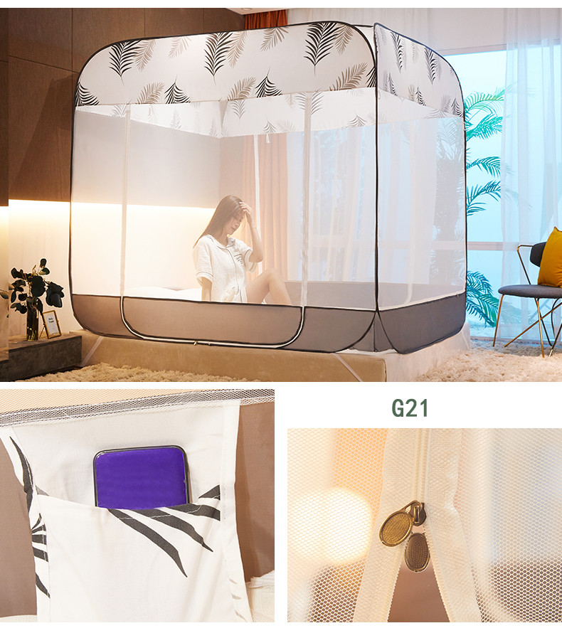 Mùng Chụp Màn Chụp Tự Bung người lớn cao cấp , Màn ngủ chống muỗi 1m8 x 2m , Cao 1m65 , 3 cửa , có đáy liền, đình rộng