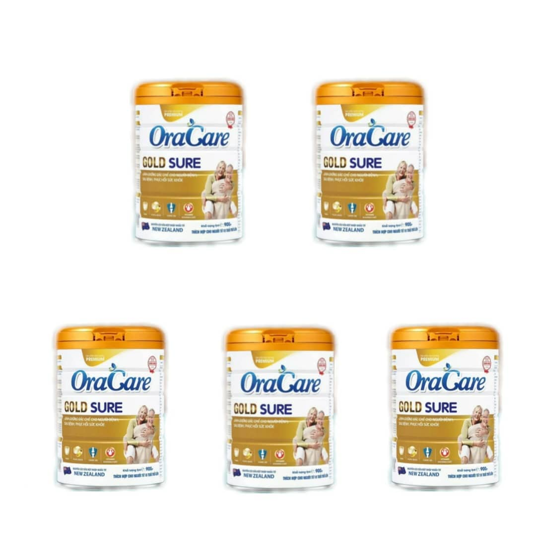 Combo 5 lon Sữa OraCare Gold Sure lon 900g - Dinh dưỡng đặc chế cho người bệnh, sau bệnh, phục hồi sức khoẻ