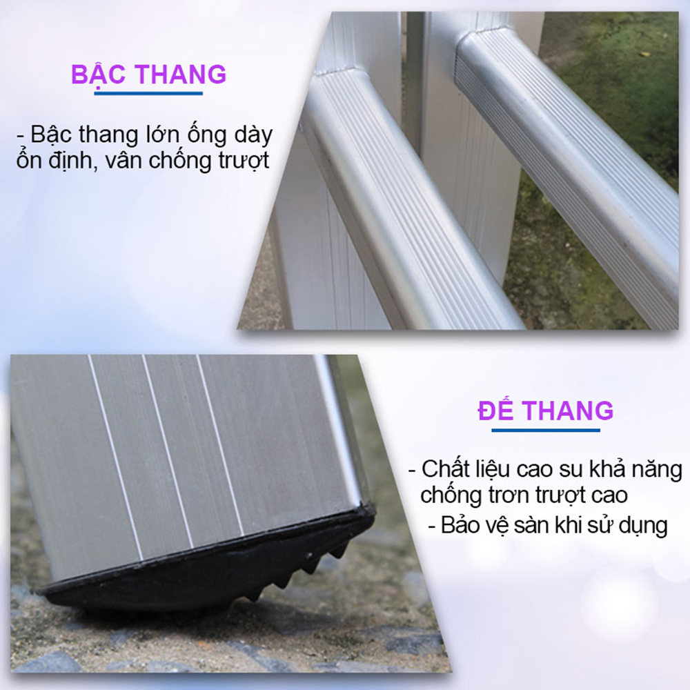 [HOT] Thang nhôm chữ A, khóa sập tự động, bậc thang đột 3 nấc chắc chắn - Hàng chính hãng NIKITA