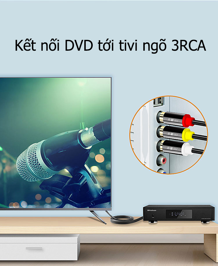 Cáp hoa sen 2 đầu 3RCA dành cho tivi, DVD các đầu bọc nhôm JH-A110