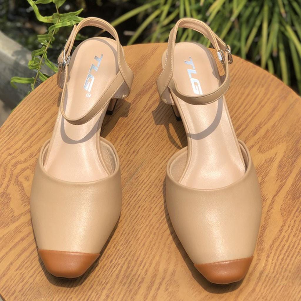 Sandal gót 3p phối mầu 21341