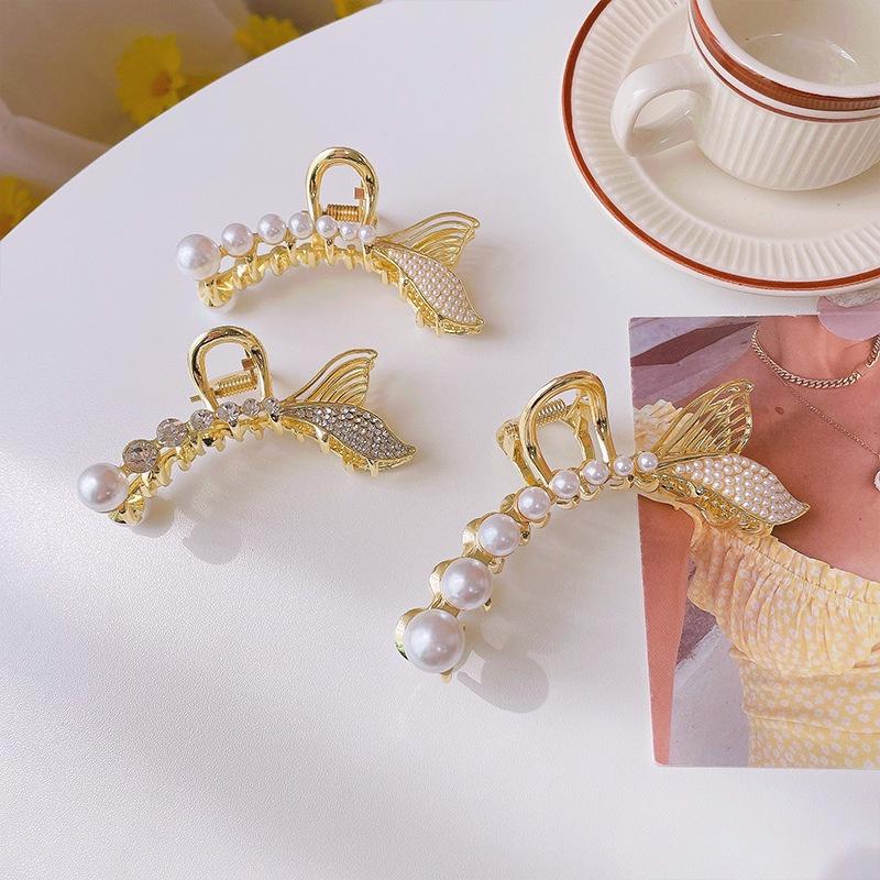 Kẹp tóc Hàn Quốc kẹp càng cua cỡ lớn nhiều mẫu HOT tiktok màu vàng gold sang chảnh