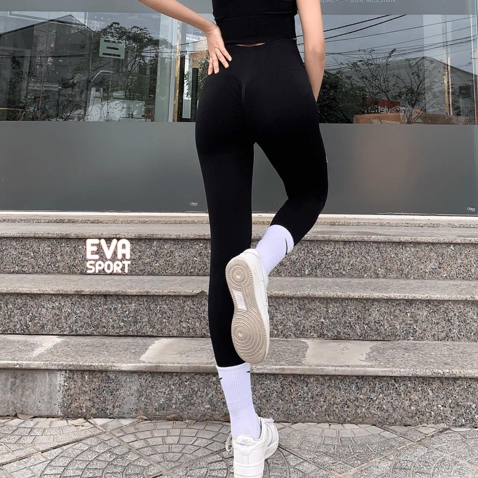 Quần legging nữ tập gym yoga aerobic thể thao có chun mông tôn dáng vải co dãn 4 chiều EVASPORT