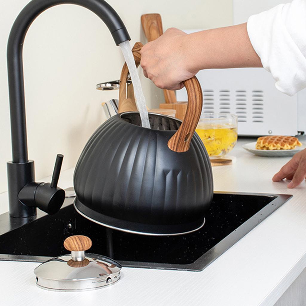 3.5L Whistling Tea Kettle Tea Pot Water Kettle Wood Pattern Handle