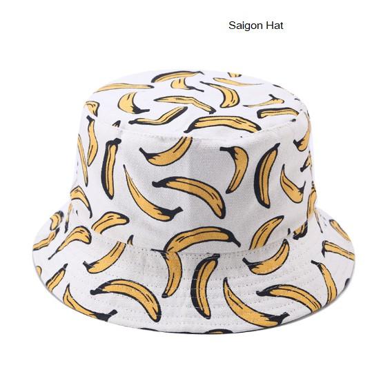 Mũ bucket nam nữ trái chuối nón bucket tai bèo 2 mặt đội đi biển du lịch thời trang phong cách