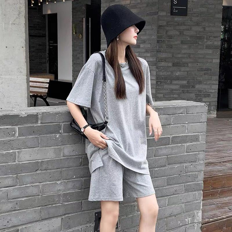 Bộ Thun Trơn Cộc Tay Dáng Rộng