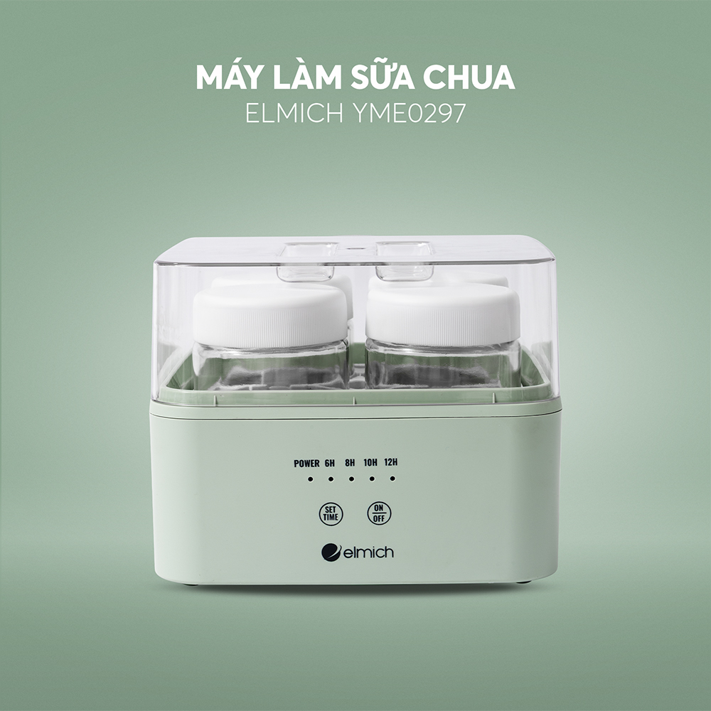Máy Làm Sữa Chua Elmich YME0297 8W, Hàng Chính Hãng, Cảm Ứng Điện Tử, 4 Hũ Thủy Tinh 200ml - JoyMall