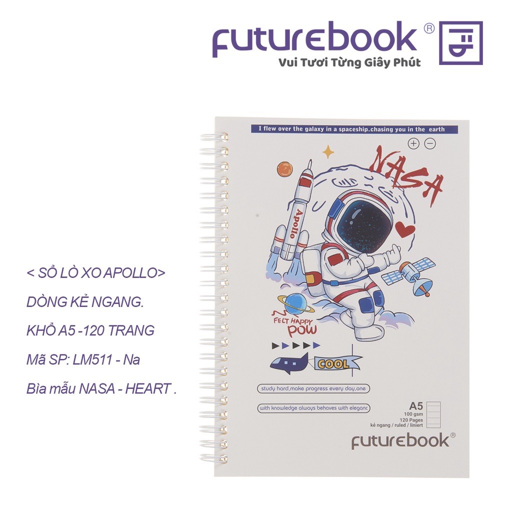 FUTUREBOOK (Có Nhiều Mẫu)-Sổ Lò Xo Bìa Mềm A5-Dòng Kẻ Ngang-Định Lượng 100GSm-120 Trang. MSP LM511( Giao mẫu ngẫu nhiên