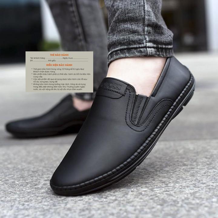 GIÀY DA NAM CÔNG SỞ - CHẤT LIỆU DA BÒ 100% - ĐẾ CAO SU KHÂU BỀ BỈ - HANG VIỆT NAM - MÀU ĐEN