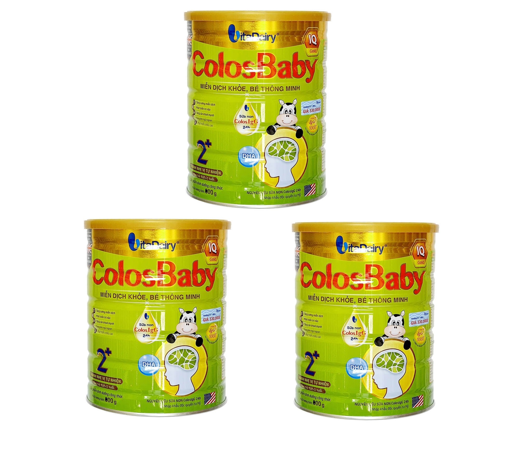 Combo 3 lon Sản Phẩm Dinh Dưỡng Công Thức ColosBaby IQ 2+ lon 800g