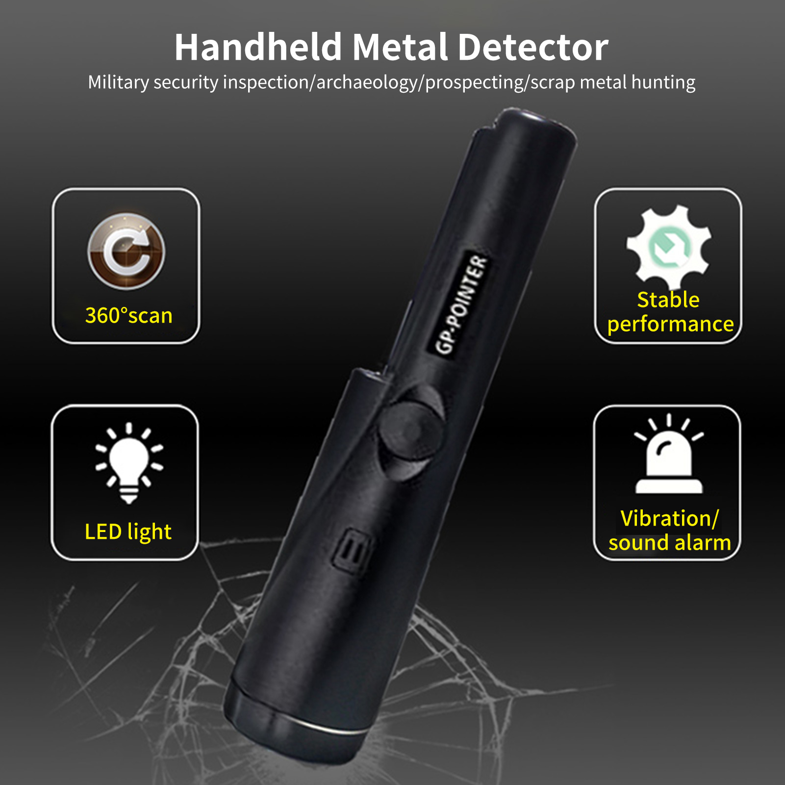 Máy dò kim loại cầm tay có độ nhạy cao có Đèn LED độ sáng cao