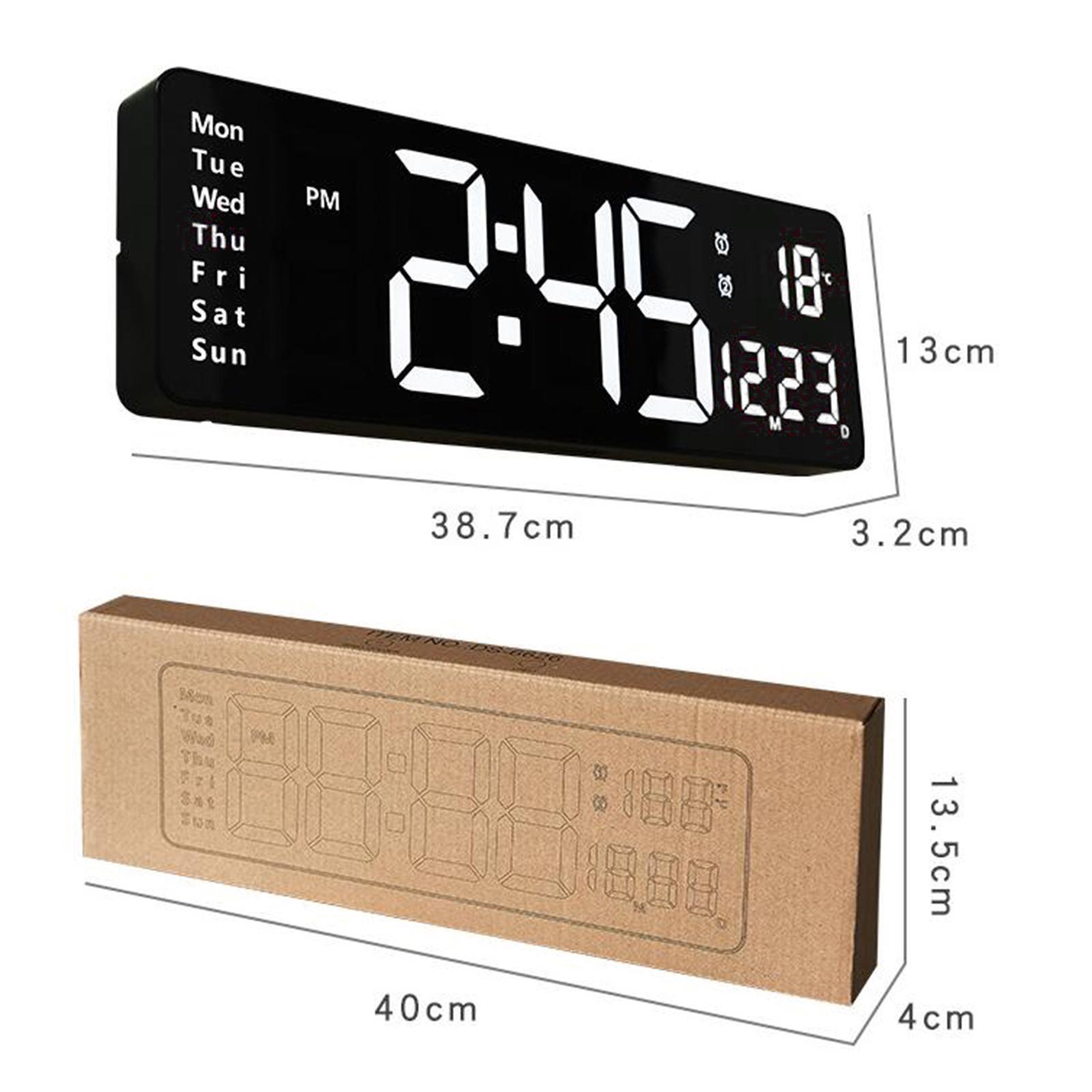 15'' Large Wall Clock Modern Mute Temperature W/ Calendar Clocks Memory Function Study Room Bedroom Decor