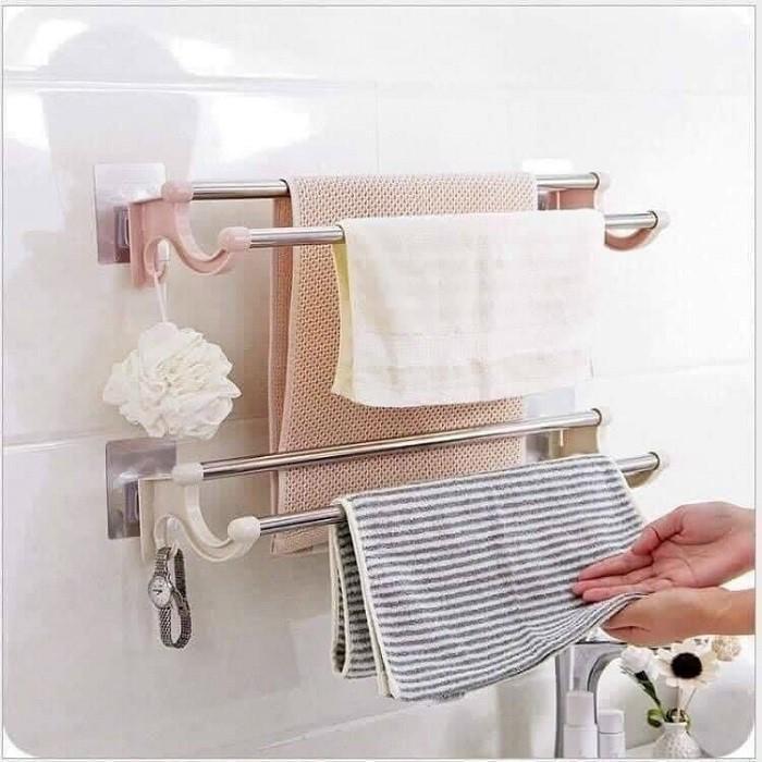 Kệ treo khăn 2 tầng - Giá kép treo đồ phòng tắm