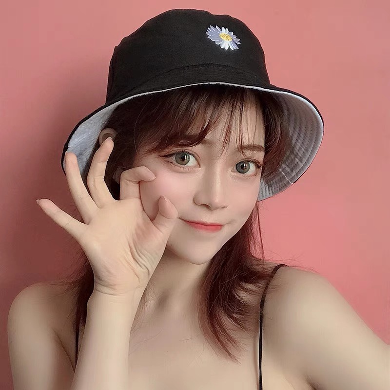 Mũ vành tròn, Mũ Bucket hoa cúc, Nón cụp vành thời trang phong cách cute xinh xắn MD07