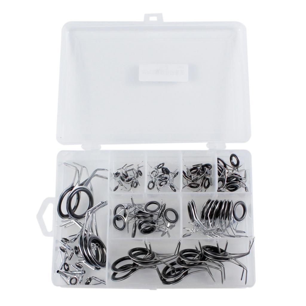Lots 85 8-Size Fishing Rod Guides Tip Top Ring Fishing Line Guides Eyes Sets
