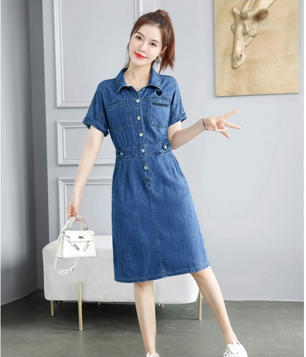ĐẦM JEAN LƯNG THUN CÁ TÍNH D798