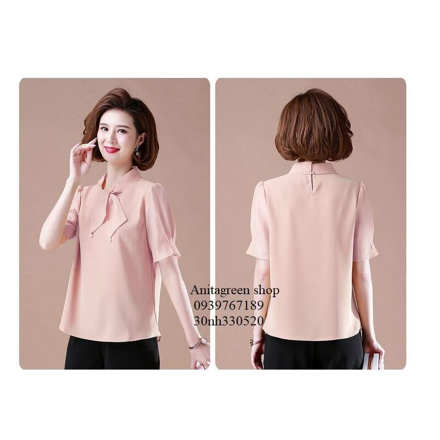 Nh330520-ÁO KIỂU QUÝ CÔ TAY NGẮN