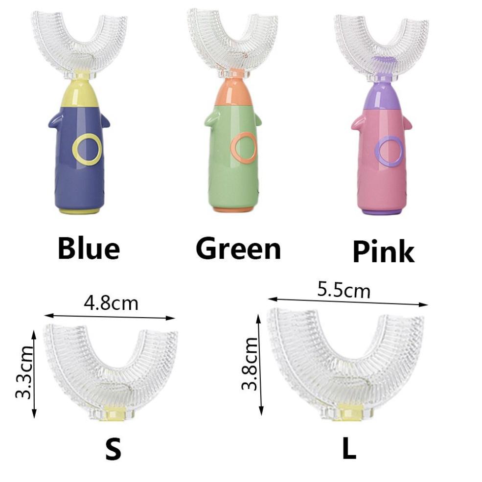 Bàn chải đánh răng hình chữ U bằng silicon mềm an toàn cho bé 1-12 tuổi