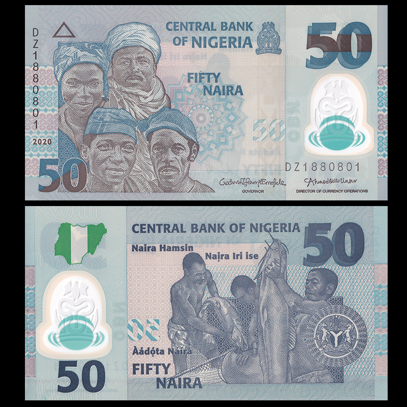 Tờ tiền polyme 50 Naira của Nigeria , tiền châu Phi , Mới 100% UNC