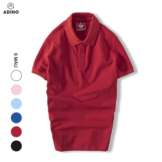 Hình ảnh Áo polo nam ADINO màu đỏ phối viền chìm vải cotton co giãn dáng công sở slimfit hơi ôm trẻ trung AP84