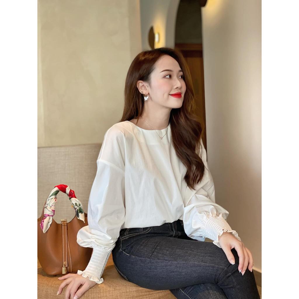 Áo sơ mi tay phồng bo chun Hàn Quốc