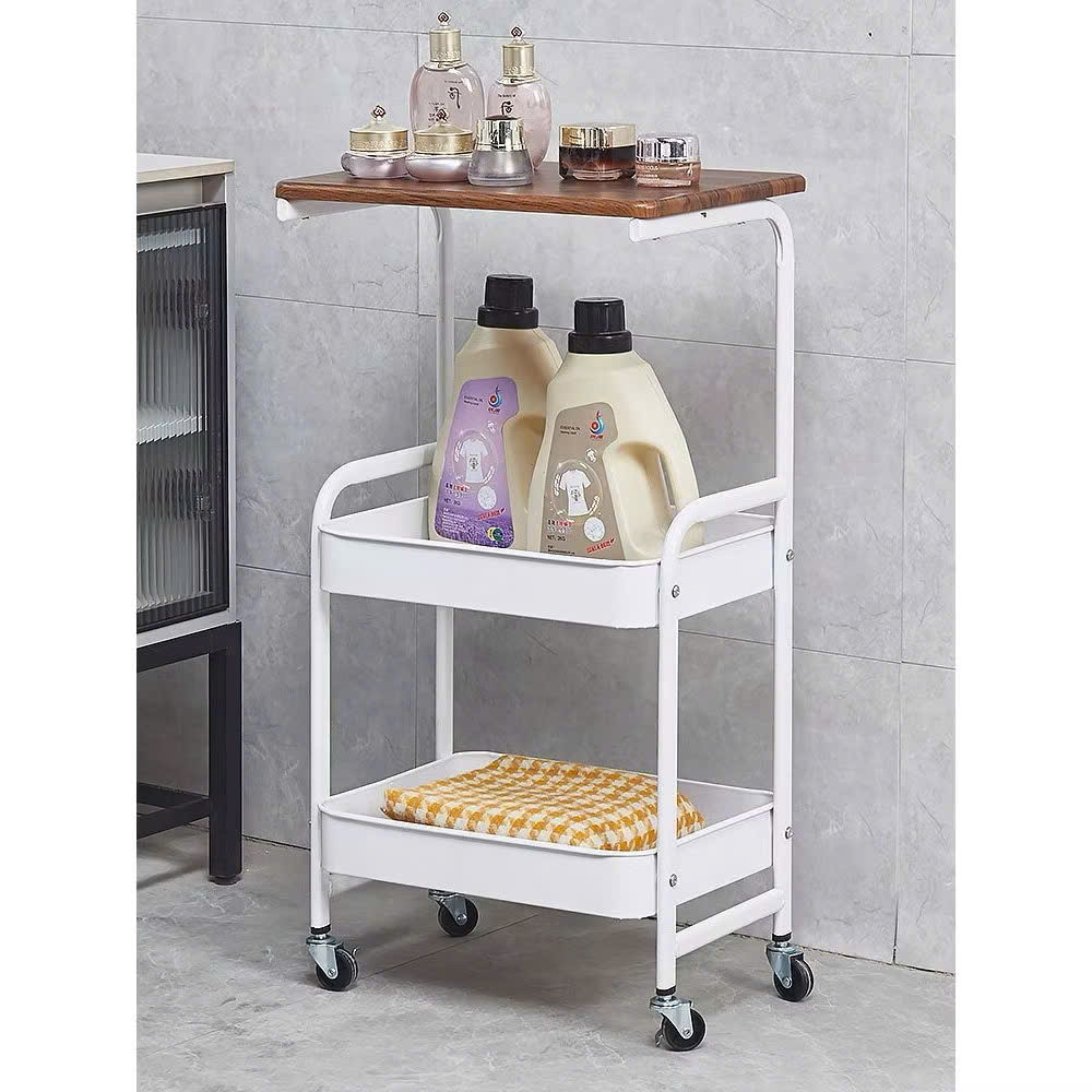 Kệ Để Đồ 3 Tầng Có Bánh Xe – Kệ Spa Mặt Gỗ, Khung Sắt Sơn Tĩnh Điện – Kệ Đẩy Đa Năng Cho Nhà Bếp, Phòng Khách, Phòng Ngủ- HÀNG CHÍNH HÃNG MINIIN