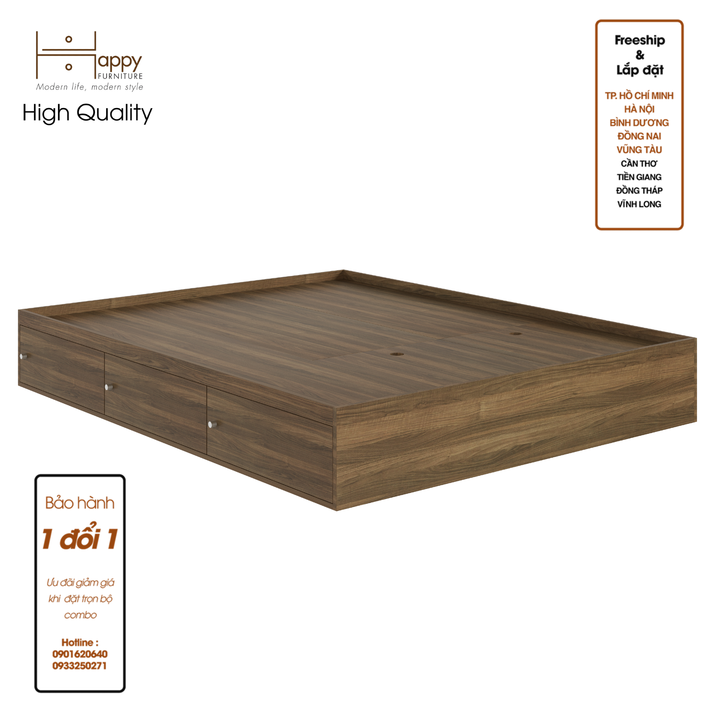 [Happy Home Furniture] GERY , Giường ngủ 3  cánh cửa mở  &lt;không đầu giường&gt;  , GNG_048, GNG_049, GNG_050, GNG_051