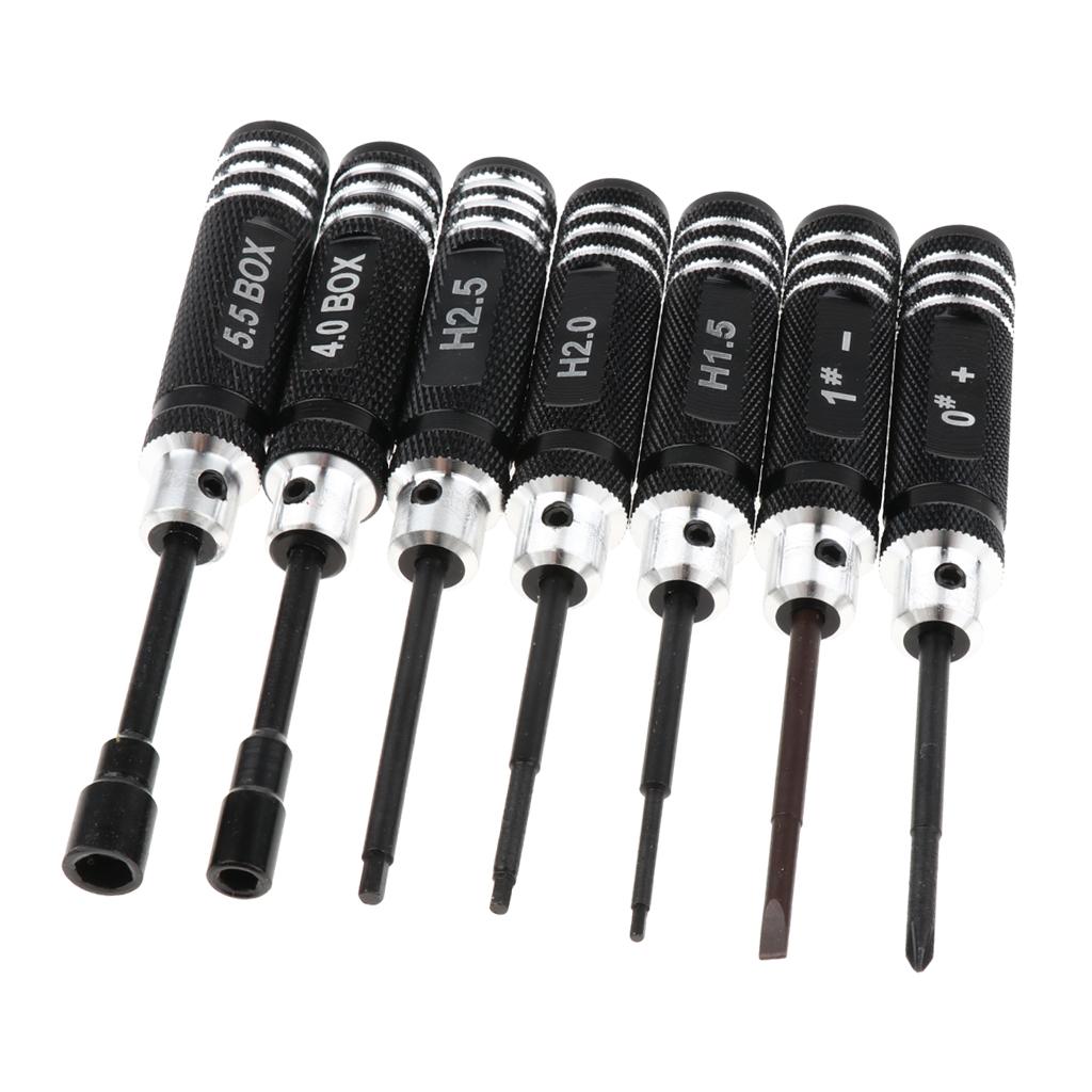 7 Món Thép Không Gỉ Bộ Tua Vít RC Bộ Dụng Cụ Cho RC Xe Ô Tô Mô Hình Máy Bay Trực Thăng Đen