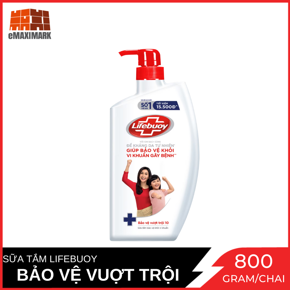 Sữa tắm Lifebuoy Bảo vệ vượt trội 10 (Đỏ) Chai 800g