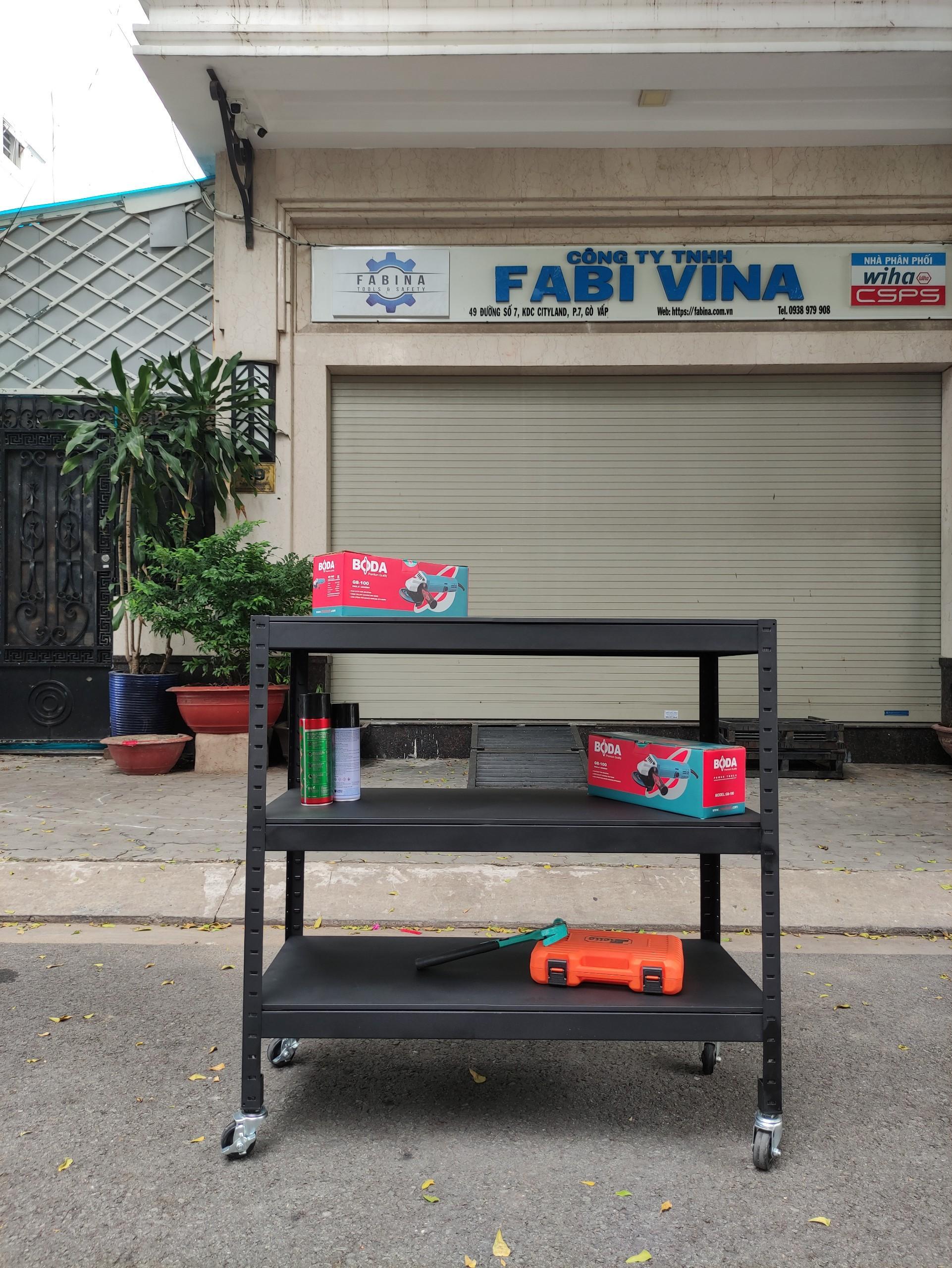 Kệ có bánh xe 3 tầng đa năng 100cm màu đen