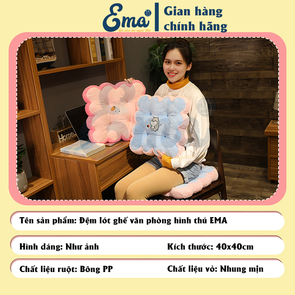 Đệm lót ghế văn phòng hình thú - lót mông, tựa lưng đa dụng - Thương hiệu EMA - Hàng cao cấp