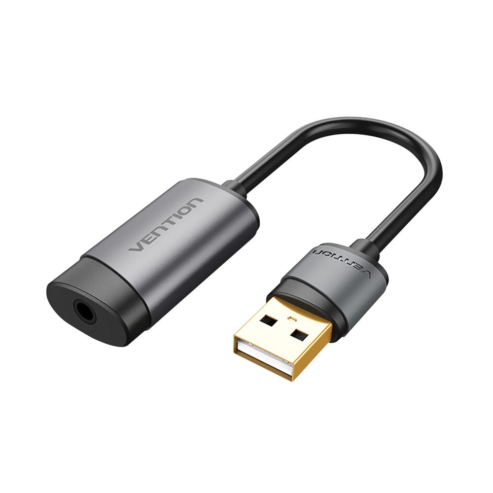 VENTION Thẻ âm thanh USB Bộ điều hợp âm thanh nổi bên ngoài với micrô tai nghe 3,5 mm Thay thế cho máy tính xách tay / máy tính để bàn / PS4