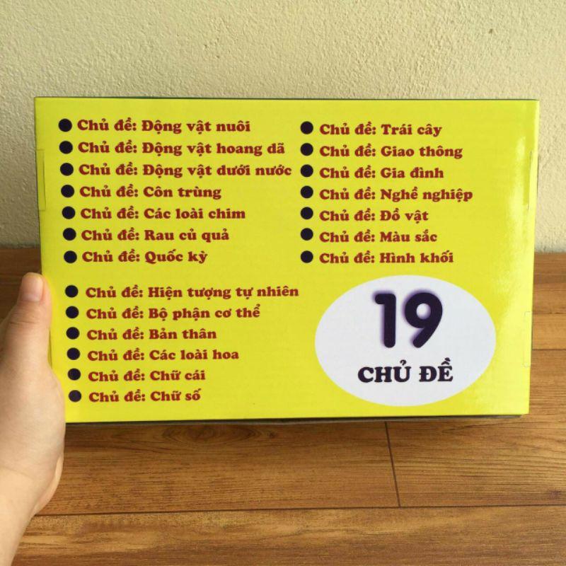 Bộ thẻ học Flash card song ngữ cho bé 19 chủ đề về thế giới xung quanh theo phương pháp Glenn Doman khổ 12x16cm