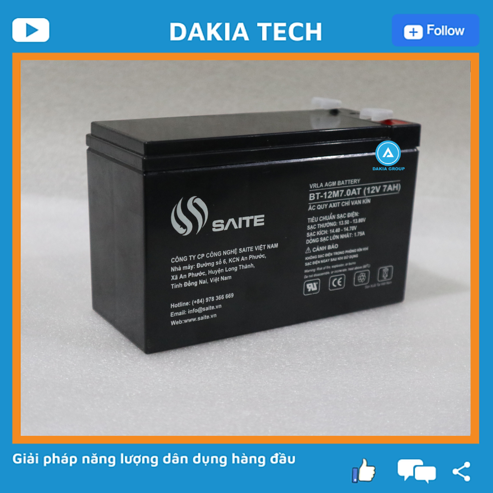 Ắc quy Saite 12V 7Ah Model BT-12M7.0AT