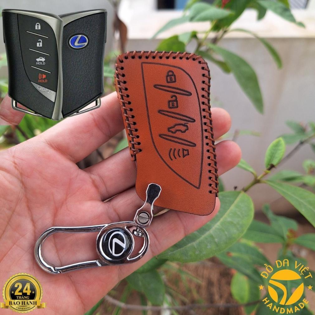 Bao da chìa khoá Lexus handmade da thật 100% - Lexus ES, LS, LC, UX bảo hành 2 năm, đỏ đô