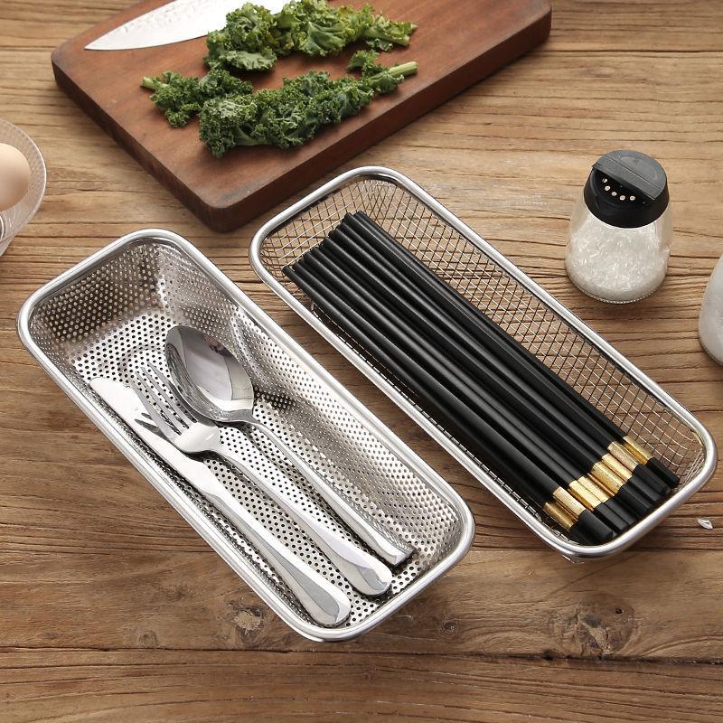 Rổ Lưới Inox Chữ Nhật Đựng Muỗng Đũa Không Rỉ Sang Trọng KT31x12x5.5 cm