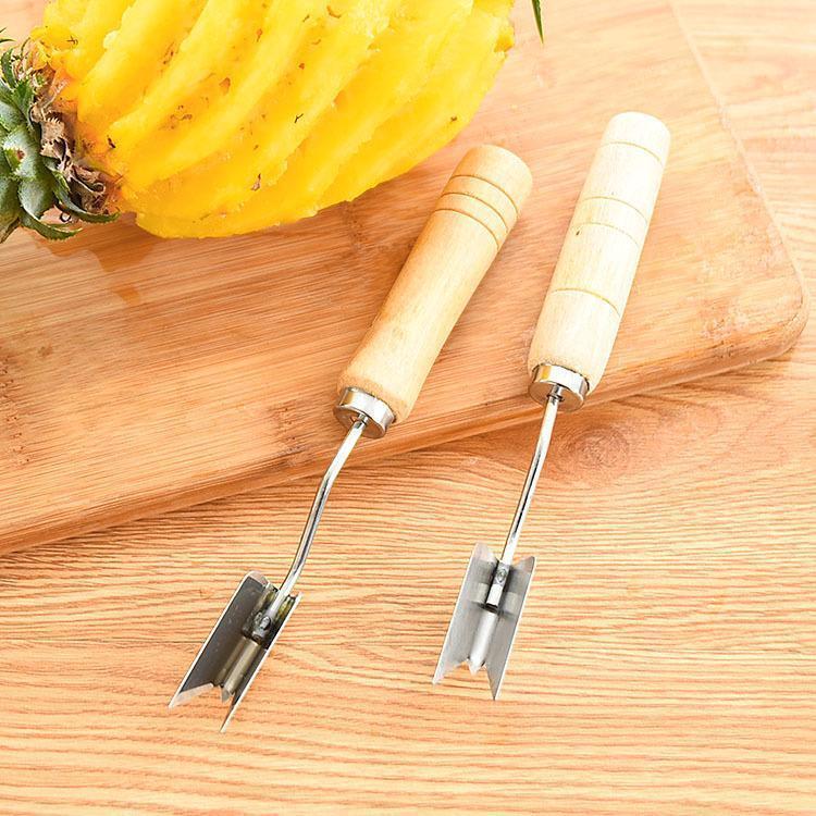 Dụng Cụ Cắt Mắt Thơm, Dứa Hình Chữ V Cán Gỗ Tiện Lợi