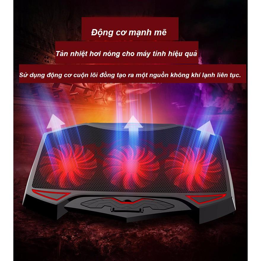 Đế Tản Nhiệt Cho Máy Tính Nuoxi 3 Quạt, Chạy Êm Làm Mát Laptop, Độ Đèn Led Gaming.
