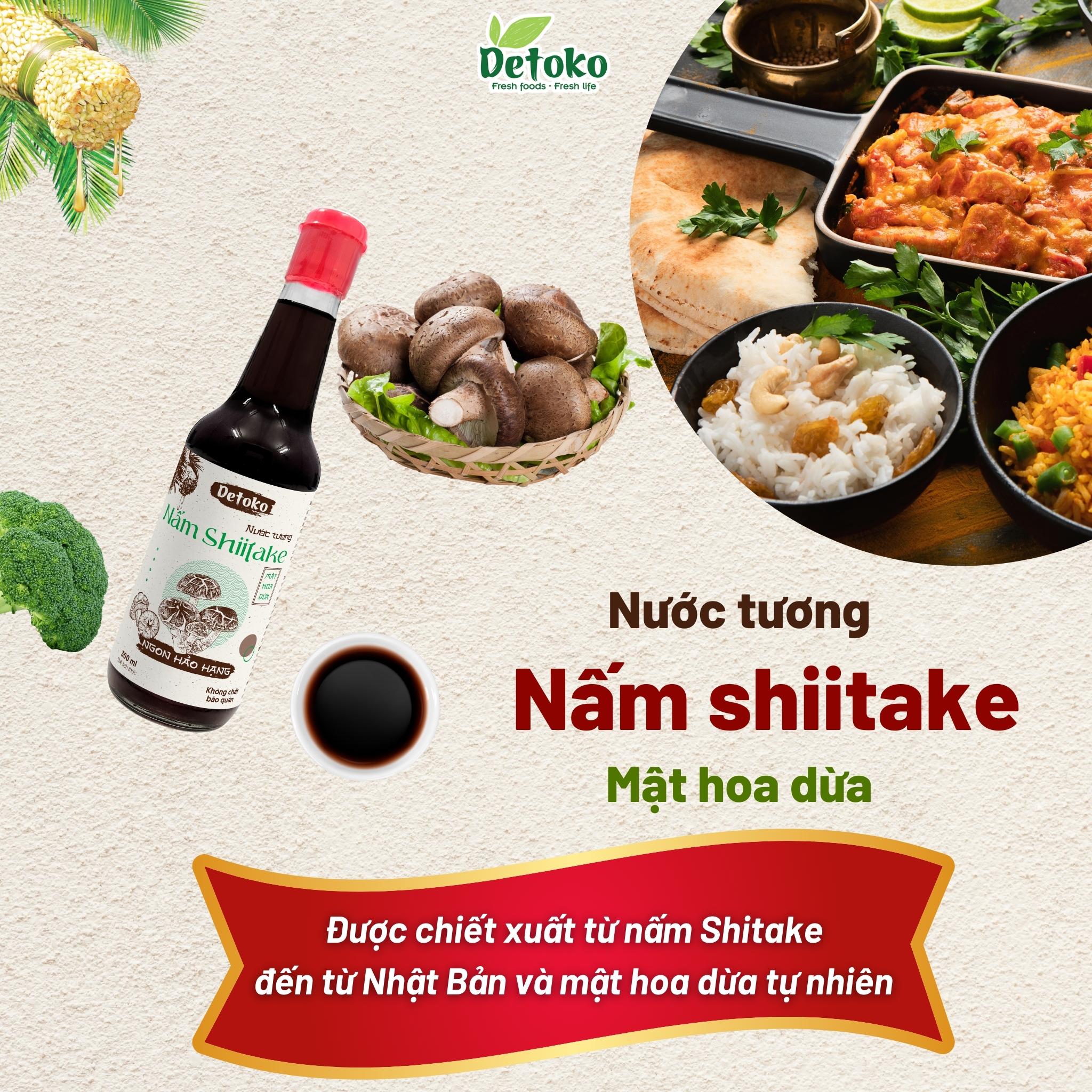 Nước tương nấm Shiitake mật hoa dừa hảo hạn 300ml - Detoko