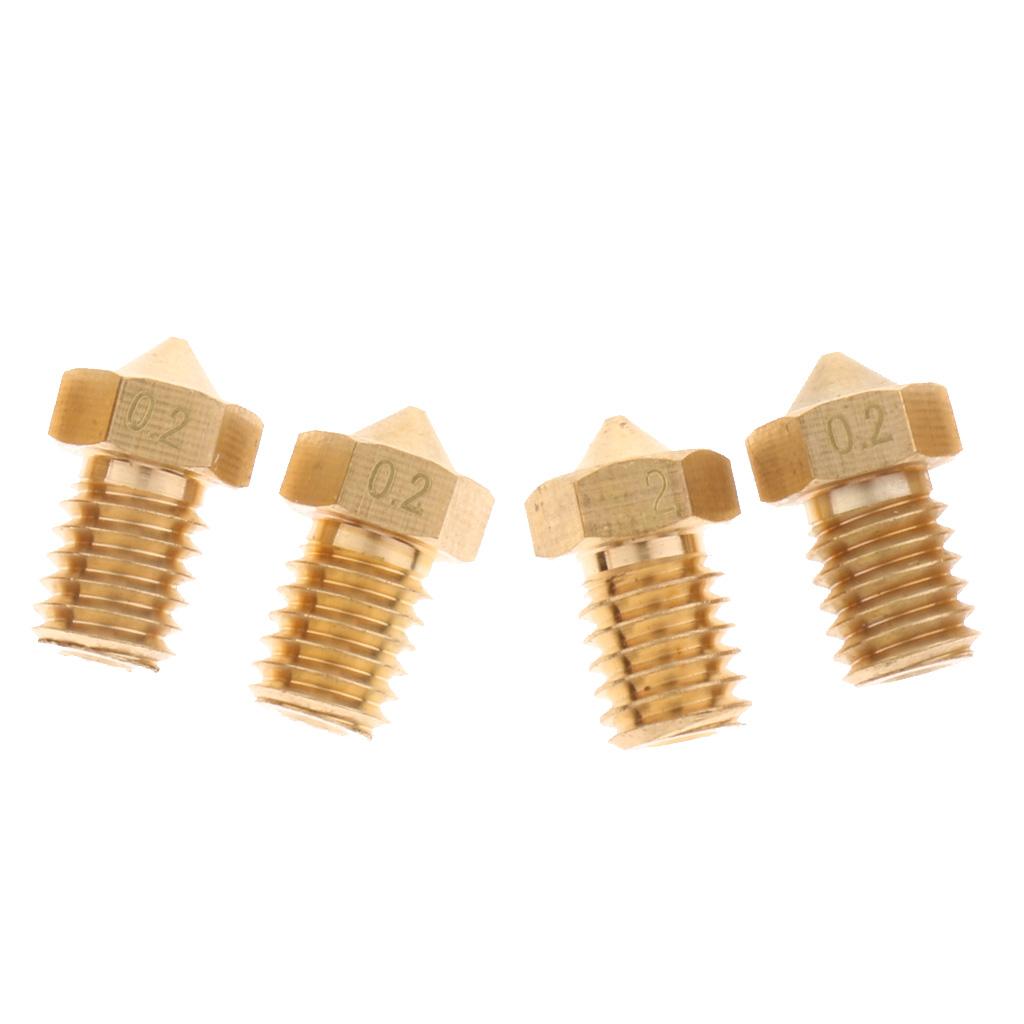 4Pcs 0.2mm 3D Printer Extruder Nozzle Printhead Brass Copper For 1.75mm Filament