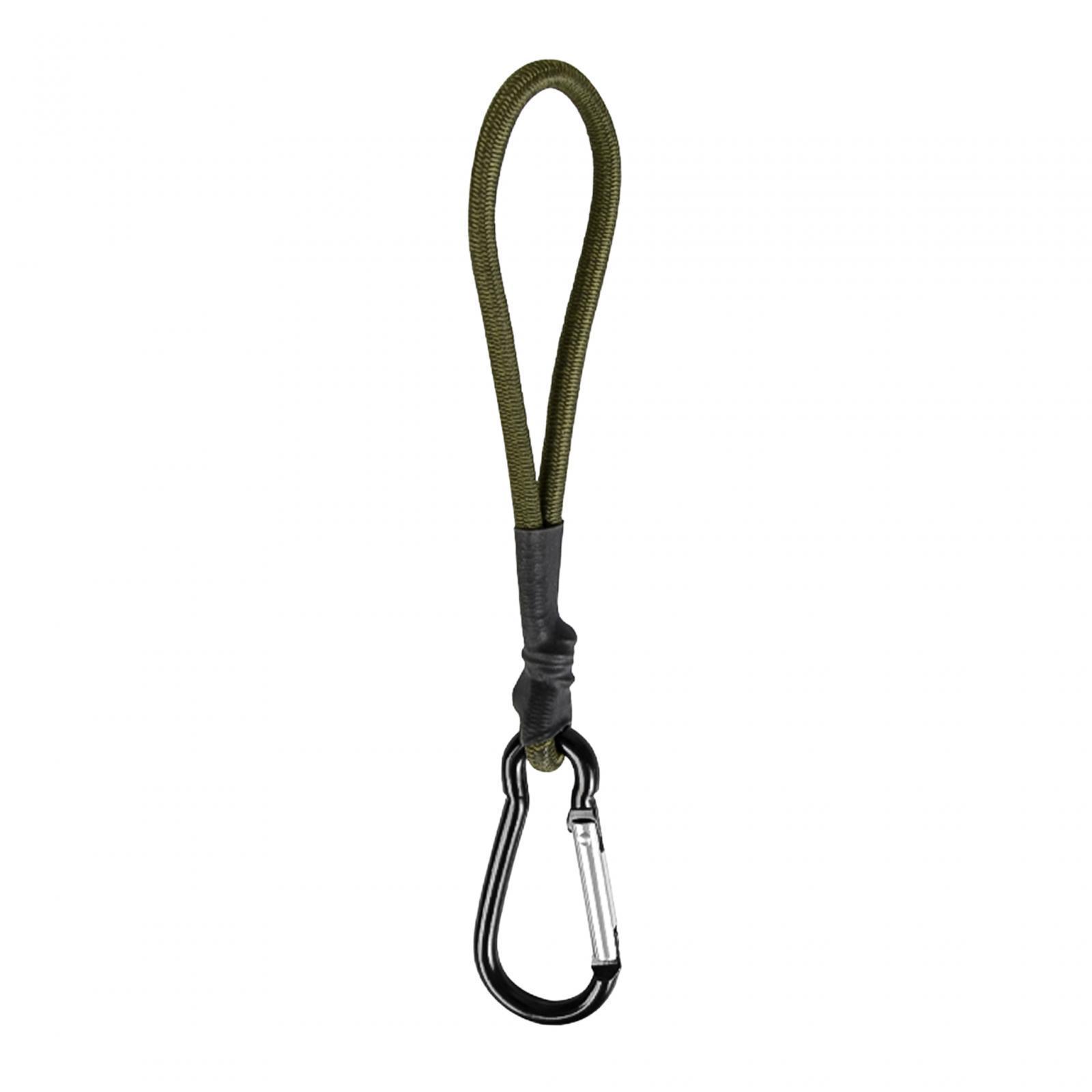 2xBungee Cord with Carabiner Hook Bungee Canopy Ties for Tarpaulin Tarps Tents Green