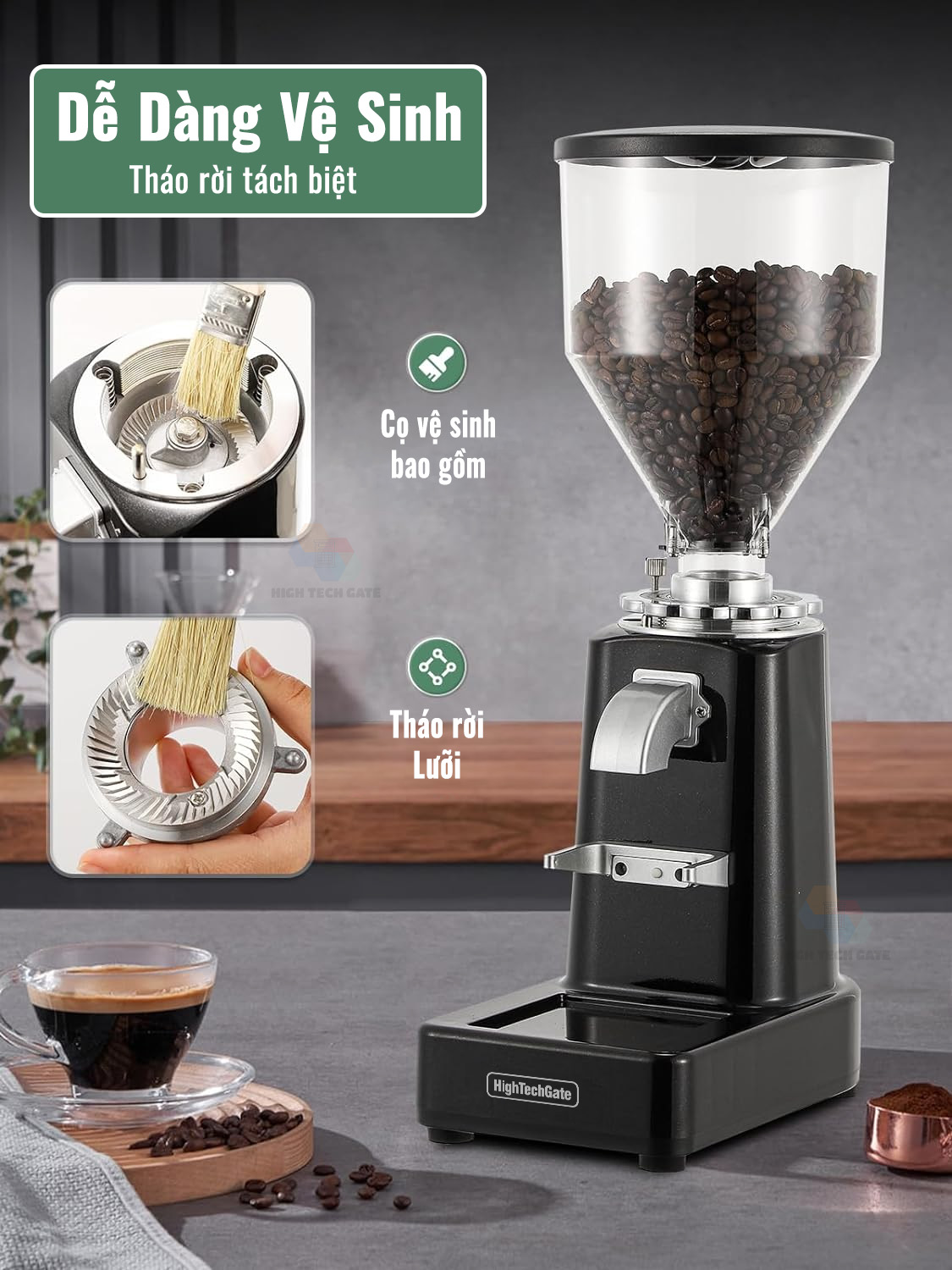 Máy Xay Cà Phê G69 Xay Hạt Cafe Pha Espresso,51 Cấp Độ Xay Mịn, Tự Động Auto, Hàng Chính Hãng