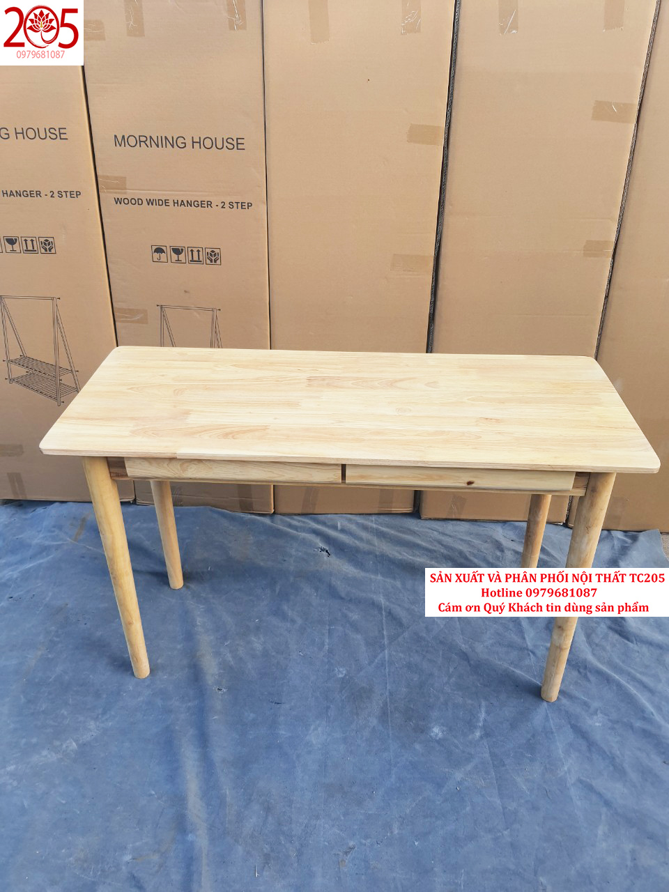 Bàn Làm Việc Gỗ Có Hộc ANHSON1016 - B Table - Natural - gỗ cao su